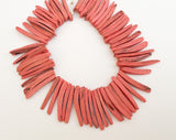 1 Inch Wood Stick Beads Coral-7 1/2” Strand