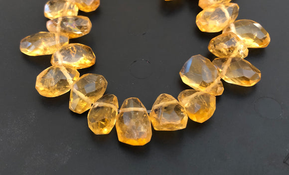 Faceted Oval Side Drilled Citrine-8” strand