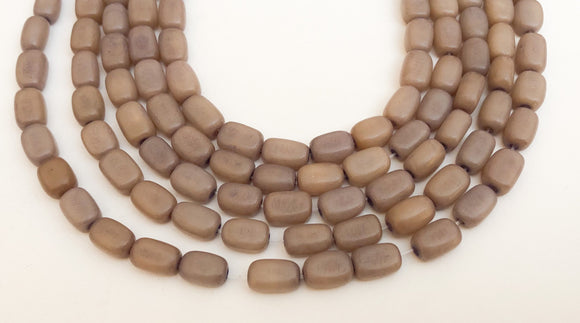 Natural Nut Beads, Buri Beads, Palmwood Nut Beads, Buri Rectangle Gray 16" strand