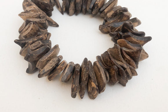 Coconut Wood Chips, Coco Chip Brown, Coconut Shell, Natural Wood Beads 30pc