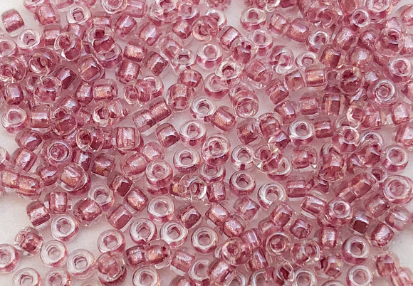 Japanese Seed Beads Destash Size 11/0- Inside Color Pink/Clear 30 grams