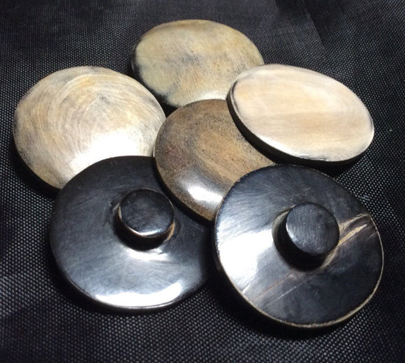 6 natural horn round buttons 26mm for crafts and accessories