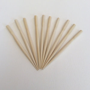 White natural wood Dica hair sticks 4 1/2 inch round 10 pcs