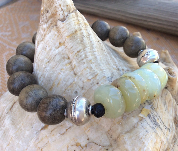 Graywood stretch bracelet with peruvian opal and sterling silver