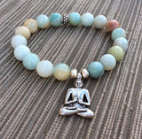 Soothing amazonite stretch bracelet with Buddha charm