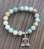 Soothing amazonite stretch bracelet with Buddha charm