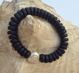 Black horn bracelet, Unisex horn bracelet, stretch bracelet black