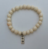 Bone bracelet, bone stretch bracelet with sterling silver