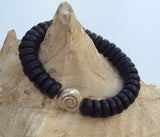 Black horn bracelet, Unisex horn bracelet, stretch bracelet black