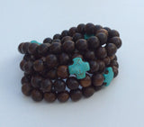 Unisex horn stretch bracelet with turquoise