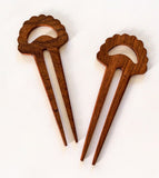 Natural wood hair sticks forks Bayong wood. Set of 2.