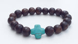 Unisex horn stretch bracelet with turquoise