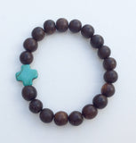 Unisex horn stretch bracelet with turquoise