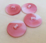 Pink and white vintage glass button lot-4pc