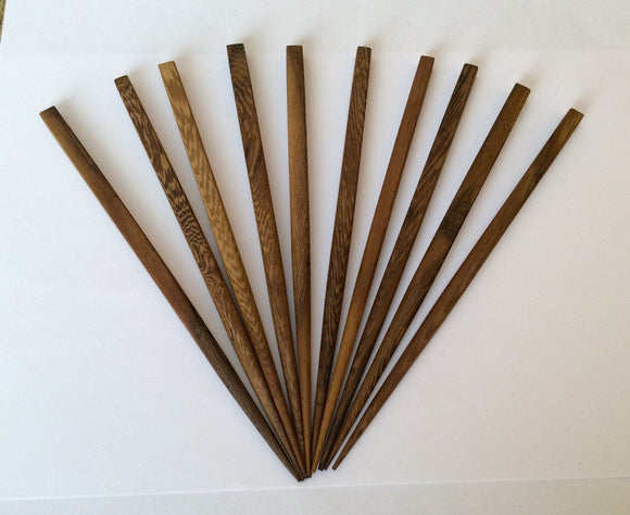 Natural Wood Hair Sticks Hair Blanks 7 inch long Robles Wood 10 pcs. per pkg.