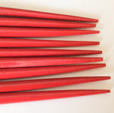 Wood hair sticks red lacquered 6 1/2 inch 10 pcs