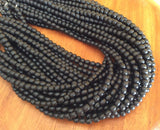 Black horn round beads 5mm 16" strand