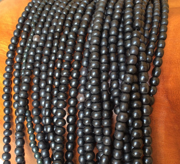 Black horn round beads 5mm 16