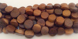 Coin Robles Beads, coin wood beads, natural wood beads, 10mm