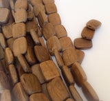 Natural wood beads, graywood beads 15x20 rectangle