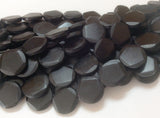 Black horn beads 20mm faceted coin 16" strand