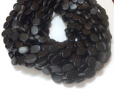 Black horn beads 14x18mm flat oval 16" strand