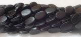 Black horn beads 14x18mm flat oval 16" strand