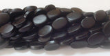 Black horn beads 14x18mm flat oval 16" strand