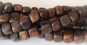 Burnt horn cube beads 16" strand