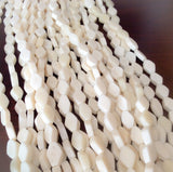 White bone beads flat diamond 16" strand 6x12mm