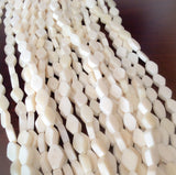 White bone beads flat diamond 16&quot; strand 6x12mm