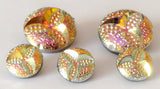 Gold luster vintage glass button iridescent-5pc