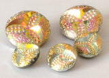 Gold luster vintage glass button iridescent-5pc
