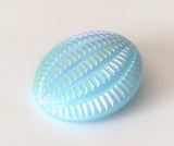 Blue vintage glass button iridescent