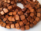 Bayong Cube Beads, Natural Wood Beads, 16" strand