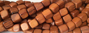 Bayong Cube Beads, Natural Wood Beads, 16" strand