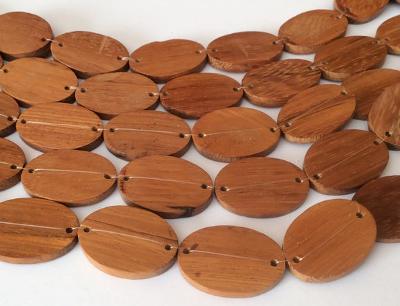 Wood disc oval bayong-natural wood beads-wood connectors-10pc