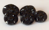 Black vintage glass button lot-5 pc
