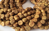 Yellow Betel Nut Beads Salwag Nut 10mm flat round 16&quot; strand