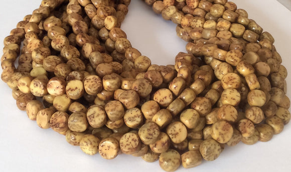 Yellow Betel Nut Beads Salwag Nut 10mm flat round 16