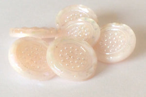 Pale pink iridescent vintage glass buttons-6 pcs.