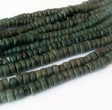 Betel Nut Beads Salwag rondelle dark green 16" strand