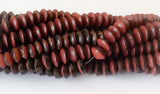 Natural Buri Nut Beads Brick Red 10mm Saucer 16" strand
