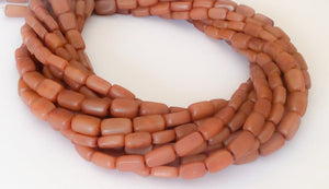 Buri Nut Beads flat rectangle brown 16" strand