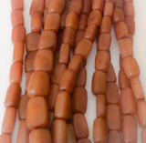 Buri Nut Beads flat rectangle brown 16" strand