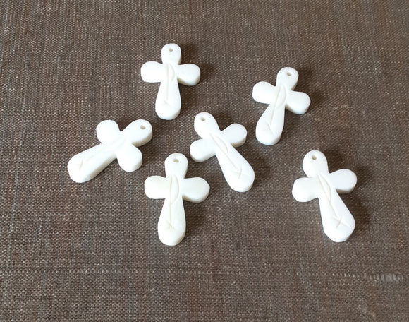 6 White Bone Cross Pendant Charm small