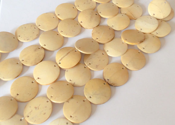 Wood disc coconut, natural wood beads, bleached polished wood connector 10pc