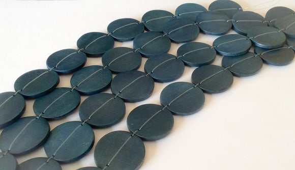 Wood disc, wood bead connector 30mm navy 10pc.