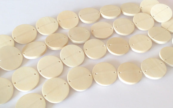 Wood disc whitewood, natural wood beads, wood connectors 10pc