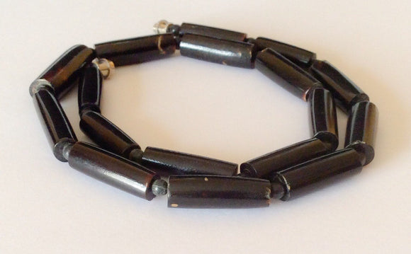 Vintage black coral choker necklace 17"